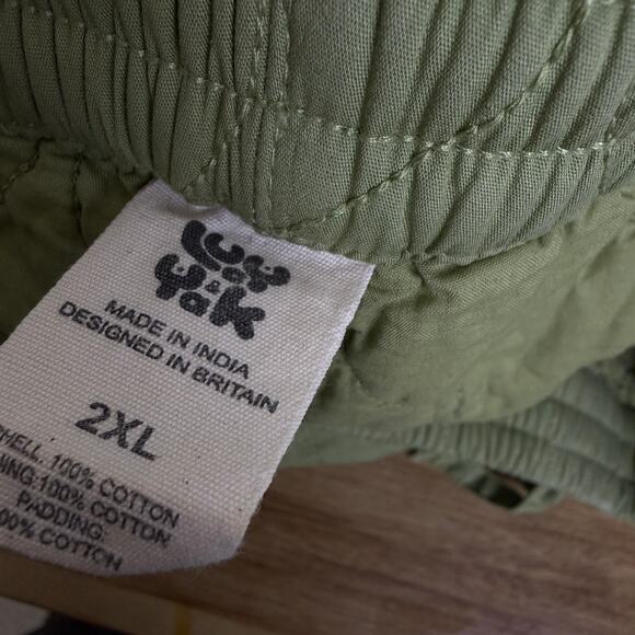 Lucy and Yak Chester Trousers Womens 2XL Green Quilted Elastic Organic Cotton - Picture 10 of 10